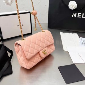AAAA Replica | Chanel Party Small Golden Ball Bag Leather Rhombus Chain Bag