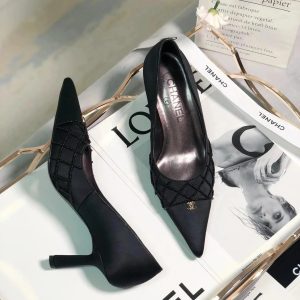 AAAA Replica Chanel Pointed-Toe Lace-Up Heels