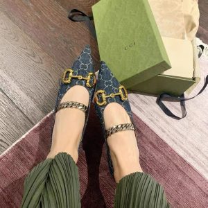 AAAA Replica Gucci Fashion Pointed Flat Shoes Horsebit Buckle All-Match Shoes