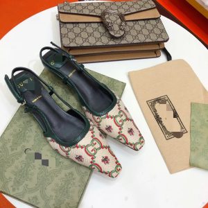 AAAA Replica Gucci Women Rhinestone Heel Back Empty Sandals