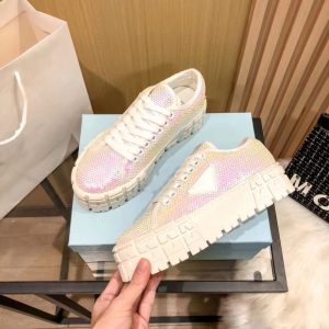 AAAA Replica Prada Women Platform Casual Low Lace Up Shoes