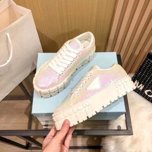 AAAA Replica Prada Women Platform Casual Low Lace Up Shoes