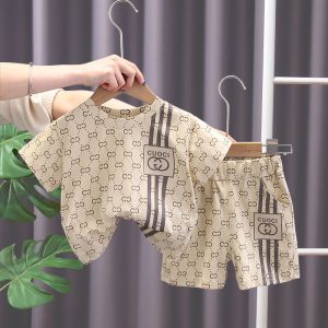 CCCC Designer Gucci Boy Children Short-Sleeved And Shorts Two-Piece Set