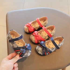 Replica CCCC Designer Gucci Children Girls Soft Sole Velcro Princess Shoes