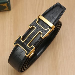 Replica Design Hermes Men Crocodile Pattern H Letters Automatic Buckle Belt