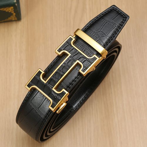 Replica Design Hermes Men Crocodile Pattern H Letters Automatic Buckle Belt