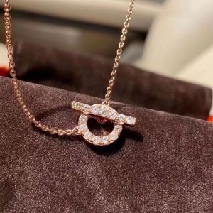 Replica Design Hermes Women Fashion Rhinestones Chain OT Buckle Necklace