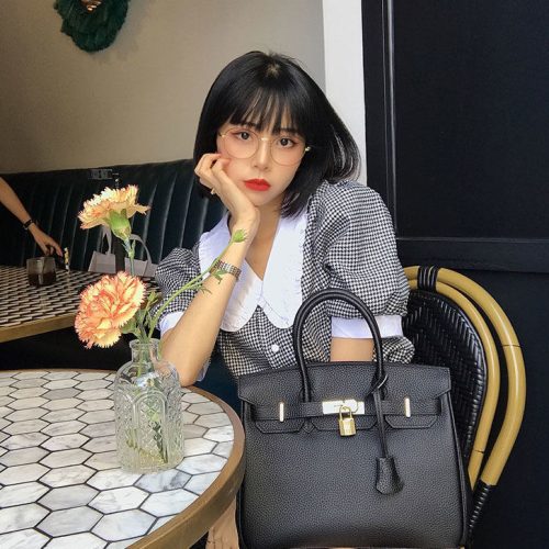 Replica Design Hermes Women Leather Platinum Kelly One-Shoulder Bag