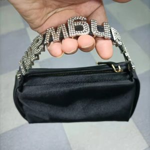 Replica Designer Alexander Wang Satin Rhinestone Square Bag