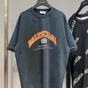 Replica Designer Balenciaga 1917 Hole Printing Short-Sleeved Oversize Loose T-Shirt