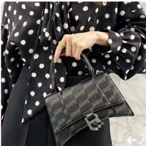 Replica Designer Balenciaga HOURGLASS SMALL HANDBAG BB MONOGRAM COATED CANVAS