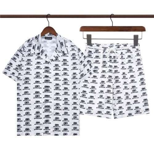 Replica Designer Balenciaga Men Short Sleeve Shorts Two-Piece Set