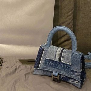 Replica Designer Balenciaga Retro Denim Contrast Color One-Shoulder Bag