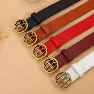 Replica Designer Balenciaga Retro Solid Color Leather Belt