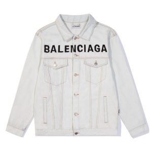 Replica Designer Balenciaga Rhinestone Monogram Denim Jacket