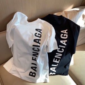 Replica Designer Balenciaga Unisex Round Neck Printed Short-Sleeve Cotton T-Shirt