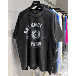 Replica Designer Blaenciaga Summer Washed Design Round Neck Short Sleeve Couple T-Shirt