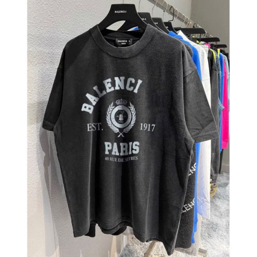 Replica Designer Blaenciaga Summer Washed Design Round Neck Short Sleeve Couple T-Shirt