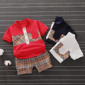Replica Designer Boys Summer Short-Sleeved Set Two-Piece Casual Plaid Clothing
