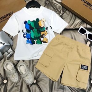 Replica Designer Burberry Kids Short-Sleeved T-Shirts And Shorts 2pcs Set