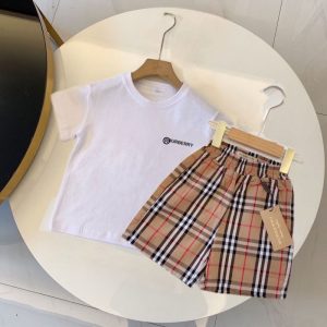 Replica Designer Burberry Kids Short-Sleeved T-Shirts And Shorts 2pcs Set