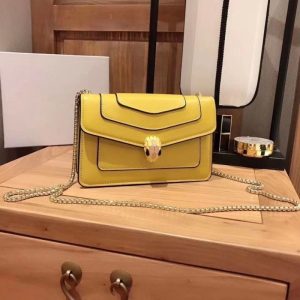 Replica Designer Bvlgari Leather And Enamel Snake Head Chain Shoulder Bag