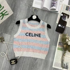 Replica Designer Celine Contrast Color Knitted Camisole