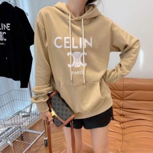 Replica Designer Celine Letter Printing Round Neck Hoodies