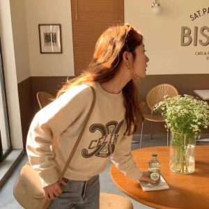 Replica Designer Celine Long-Sleeved Letter Print Sweatshirt
