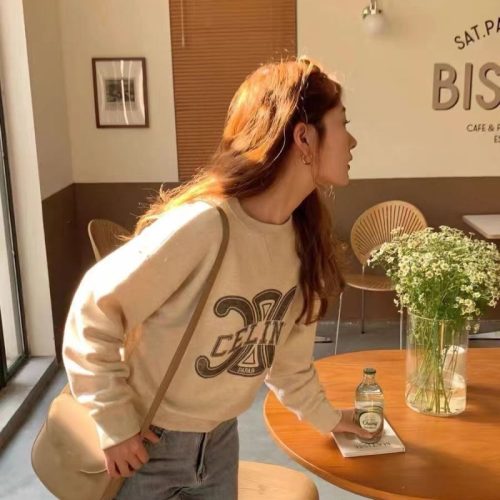 Replica Designer Celine Long-Sleeved Letter Print Sweatshirt