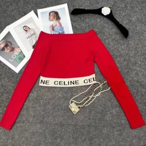 Replica Designer Celine One-Shoulder Knitted Long-Sleeved Top