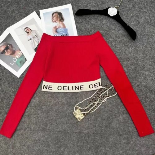 Replica Designer Celine One-Shoulder Knitted Long-Sleeved Top