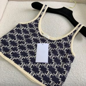 Replica Designer Celine Retro Casual Short Knitted Vest Sling Top