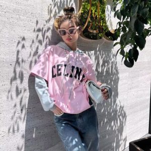 Replica Designer Celine Women Long-Sleeved Stitching Hoodies
