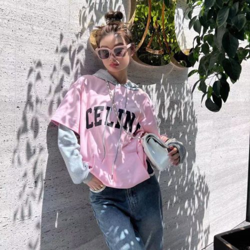 Replica Designer Celine Women Long-Sleeved Stitching Hoodies