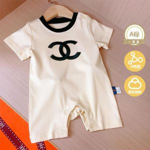 Replica Designer Chanel Baby Cotton Short-Sleeved Romper