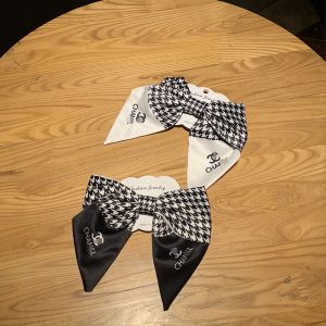 Replica Designer Chanel Bow Head Flower Houndstooth Large Satin Hair Accessories