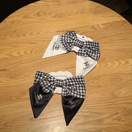 Replica Designer Chanel Bow Head Flower Houndstooth Large Satin Hair Accessories