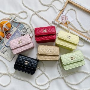 Replica Designer Chanel Children Vintage Pearl Decoration Bags