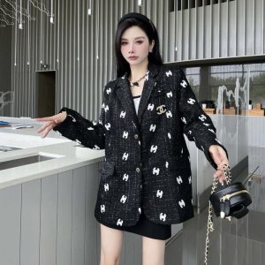 Replica Designer Chanel Double C Embroidery Woolen Weaving Fashion Women Suit Jacket