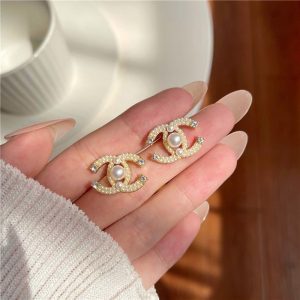Replica Designer Chanel Double C Imitation Pearl Earrings