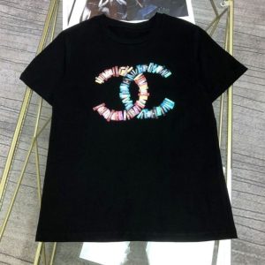 Replica Designer Chanel Double C Letter Pattern Casual T-Shirt