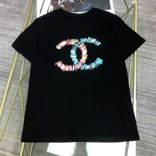 Replica Designer Chanel Double C Letter Pattern Casual T-Shirt