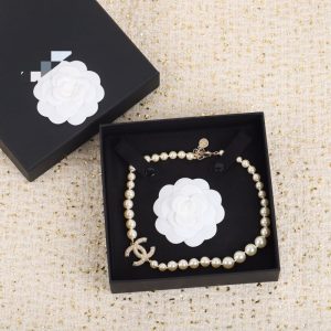 Replica Designer Chanel Double C Letter Pattern Pearl Necklace