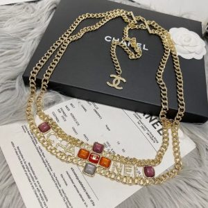 Replica Designer Chanel Double C Letters Chain Belt