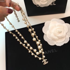 Replica Designer Chanel Double C Pearl Double Layer Necklace