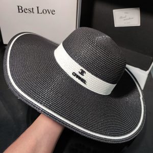 Replica Designer Chanel Fashion Color Matching Straw Women Sunshade Hat