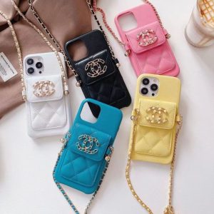 Replica Designer Chanel Fashion Double C Letter Leather Mobile Phone Case