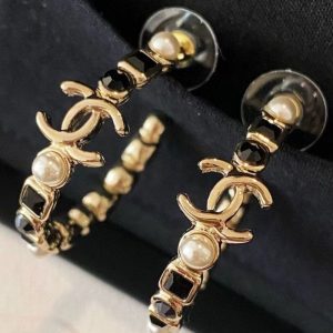 Replica Designer Chanel Fashion Double C Letter Pattern Stud Earrings