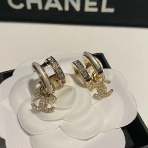 Replica Designer Chanel Fashion Double C Letter Pendant Design Earrings